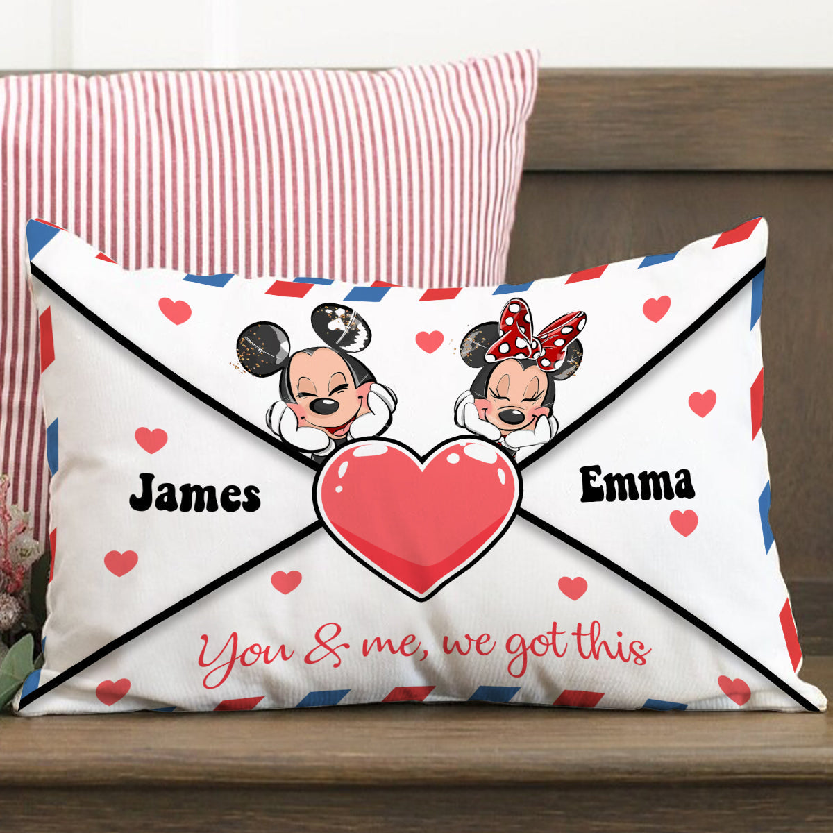 Personalized Love Letter Envelope Rectangular Pillow Cover for Couples