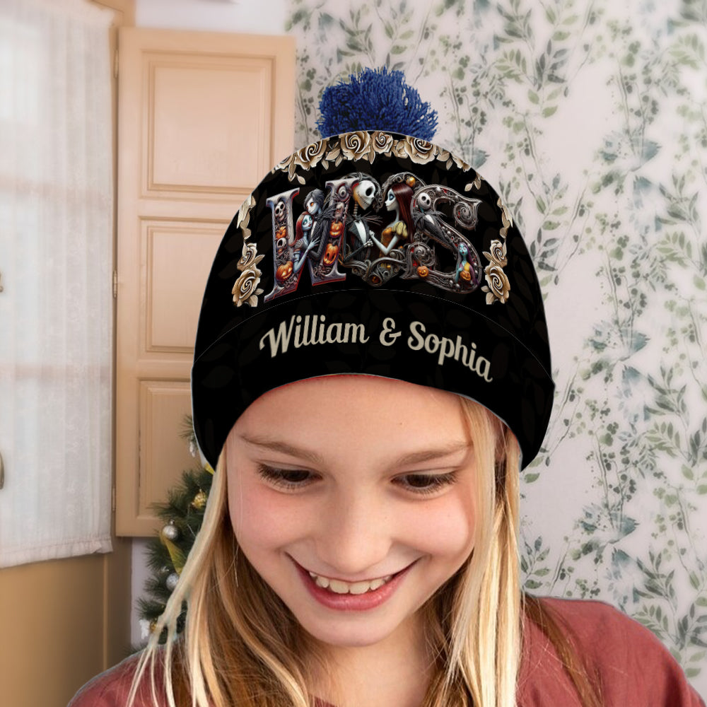 Personalized Nightmare Before Christmas Beanie Hat for Couples Gift