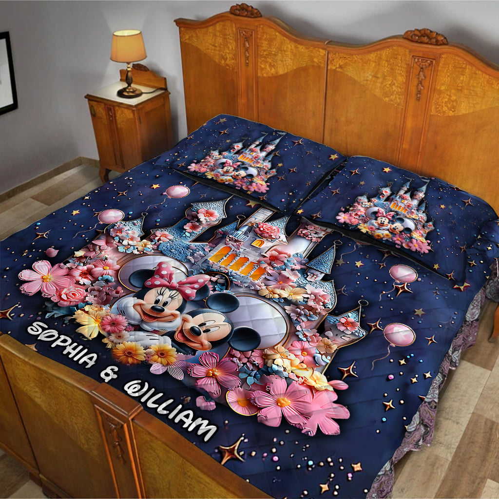Personalized Kids Mouse Quilt Set with Name Custom Design Bedspread