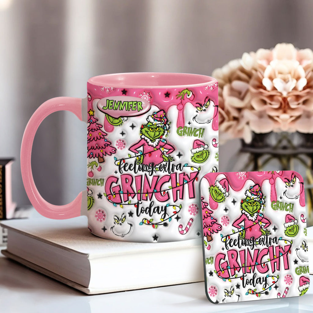 Personalized Grinch Accent Mug & Coaster Gift for Christmas
