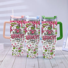 Load image into Gallery viewer, Personalized Grinch Christmas Tumbler with Handle for Holiday Fun
