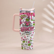 Load image into Gallery viewer, Personalized Grinch Christmas Tumbler with Handle for Holiday Fun
