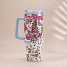 Load image into Gallery viewer, Personalized Grinch Christmas Tumbler with Handle for Holiday Fun
