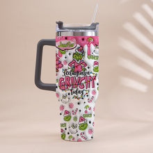Load image into Gallery viewer, Personalized Grinch Christmas Tumbler with Handle for Holiday Fun
