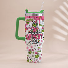 Load image into Gallery viewer, Personalized Grinch Christmas Tumbler with Handle for Holiday Fun

