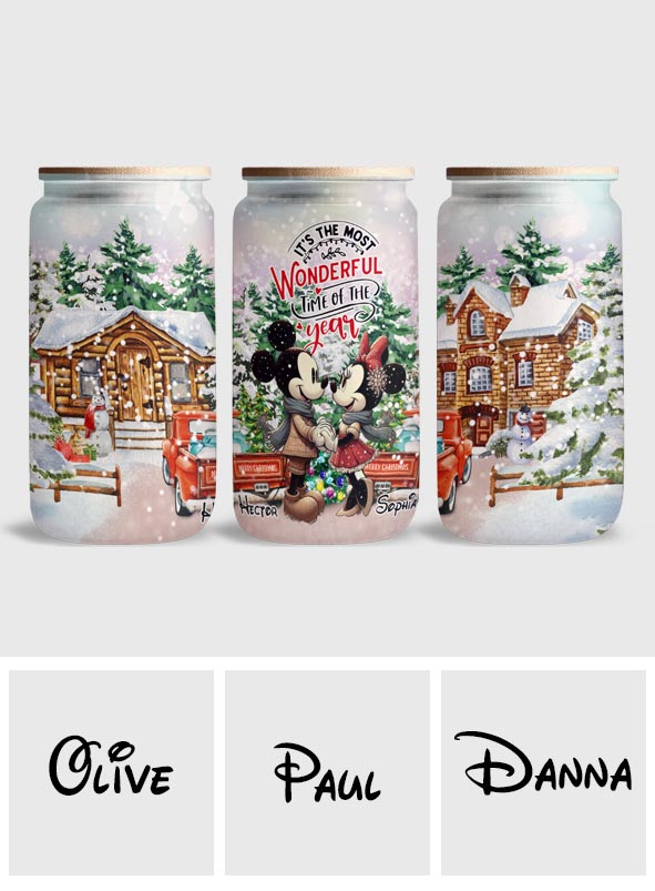 Personalized Christmas Can Glass with Straw and Lid Gift