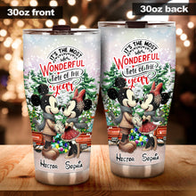 Load image into Gallery viewer, Personalized Holiday Mouse Tumbler with Names for Christmas
