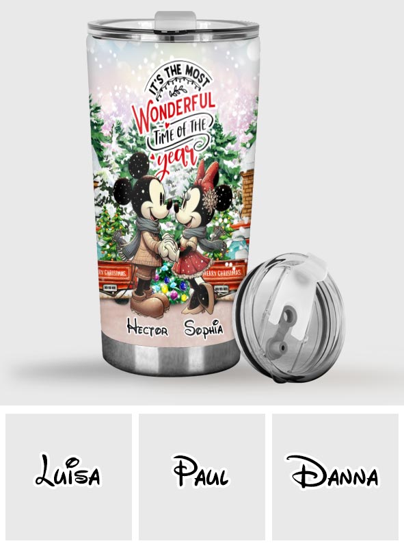 Personalized Holiday Mouse Tumbler with Names for Christmas