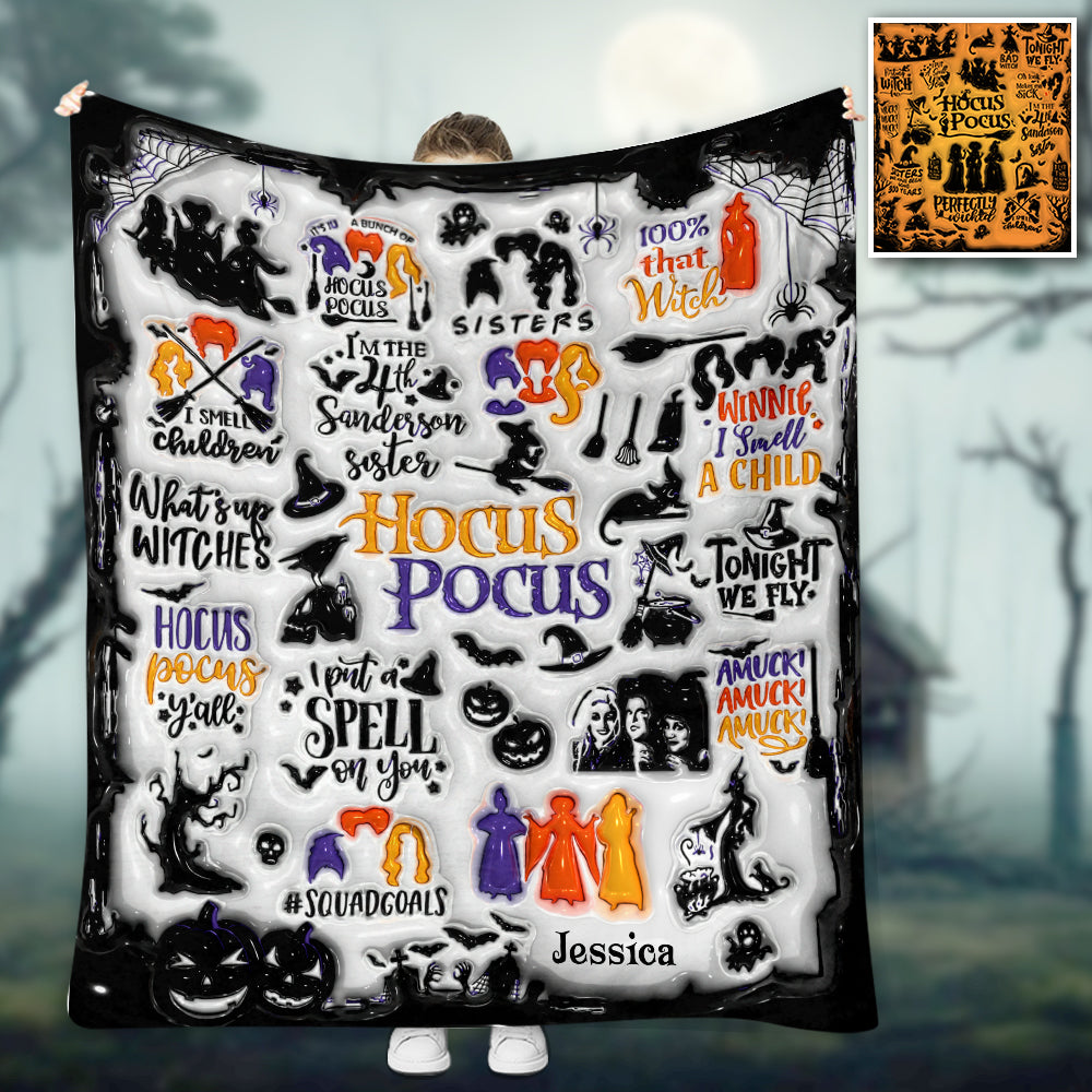 Personalized Hocus Pocus Blanket Custom Name Gift for Witch Lovers