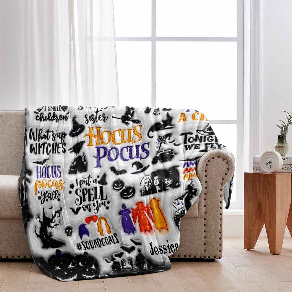 Personalized Hocus Pocus Blanket Custom Name Gift for Witch Lovers
