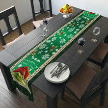 Load image into Gallery viewer, Personalized Christmas Table Runner with Grinch Design for Family
