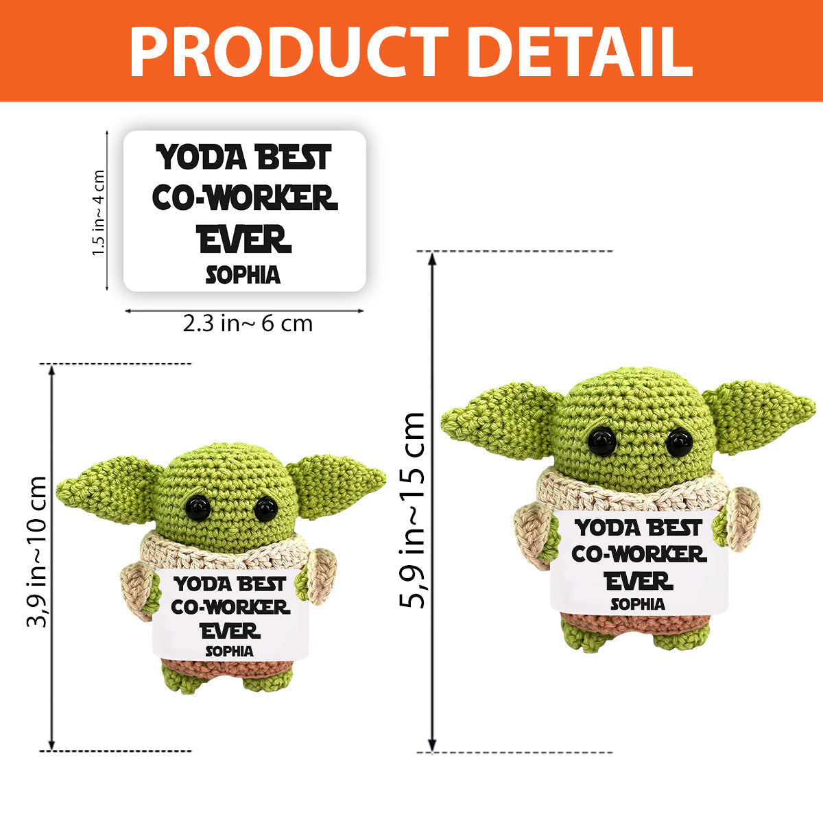 Personalized Yoda Best Co-worker Hand Knitted Figurine Gift