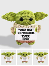 Load image into Gallery viewer, Personalized Yoda Best Co-worker Hand Knitted Figurine Gift
