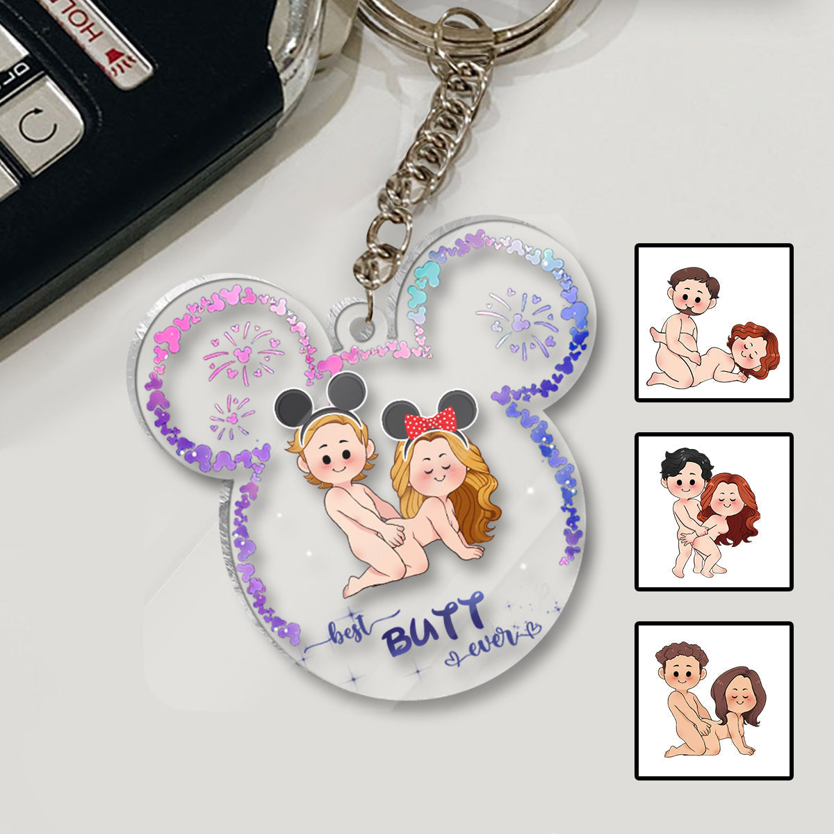 Personalized Transparent Mouse Ears Keychain Custom Gift
