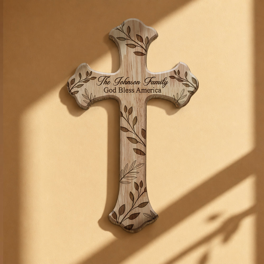 Personalized Family Name Wooden Door Sign God Bless America