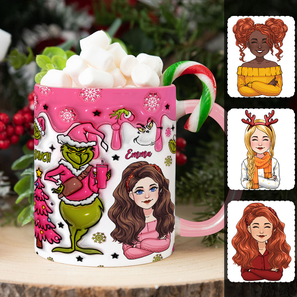 Personalized Grinch Accent Mug with Custom Name for Christmas Gift