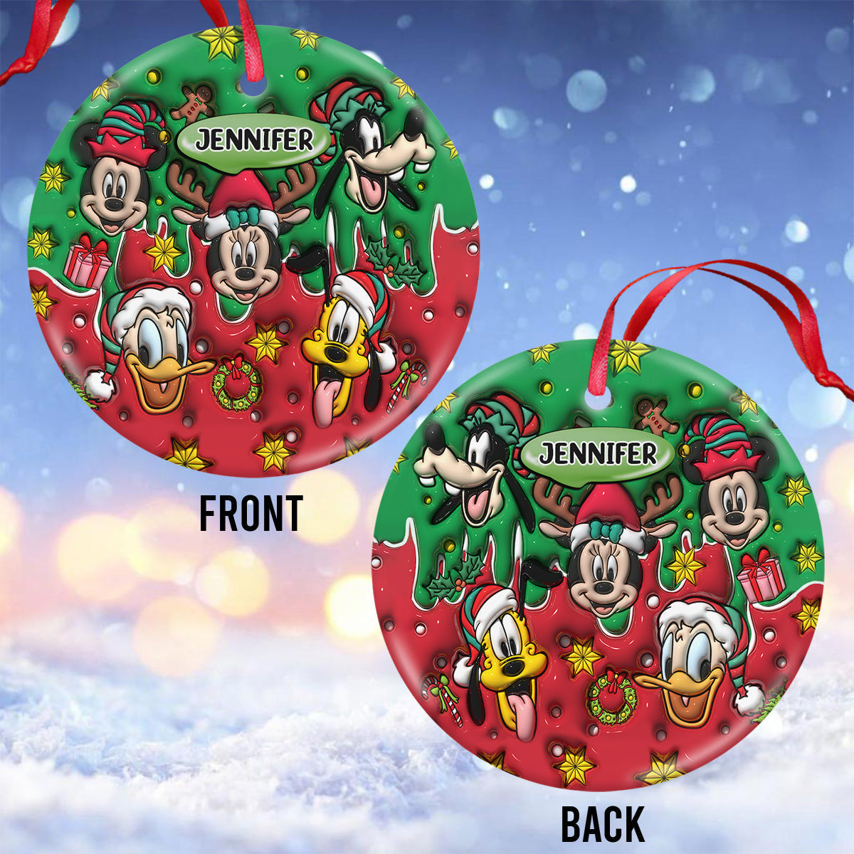 Personalized Ceramic Circle Ornament Christmas Gift for Kids