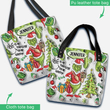 Load image into Gallery viewer, Personalized Grinch Christmas Tote Bag Custom Name Gift
