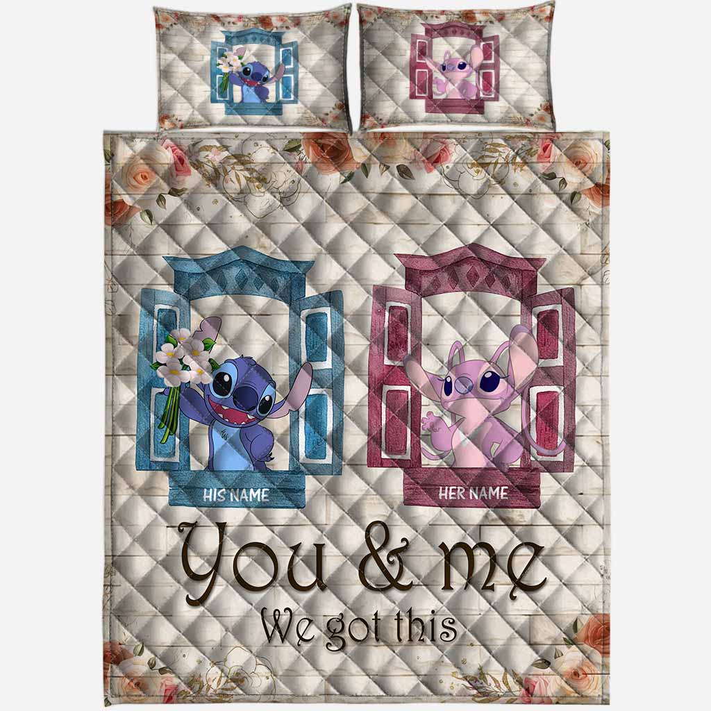 Personalized Quilt Set Custom Names You & Me Gift for Couples
