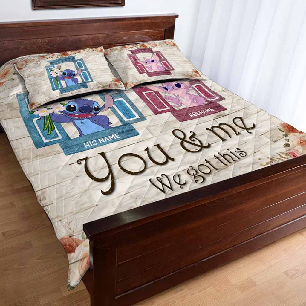 Personalized Quilt Set Custom Names You & Me Gift for Couples