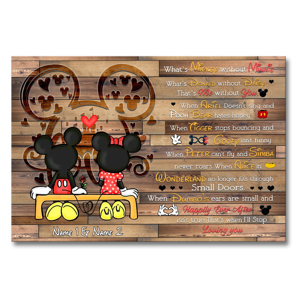 Personalized Couple Poster with Mickey and Minnie Love Quote Gift