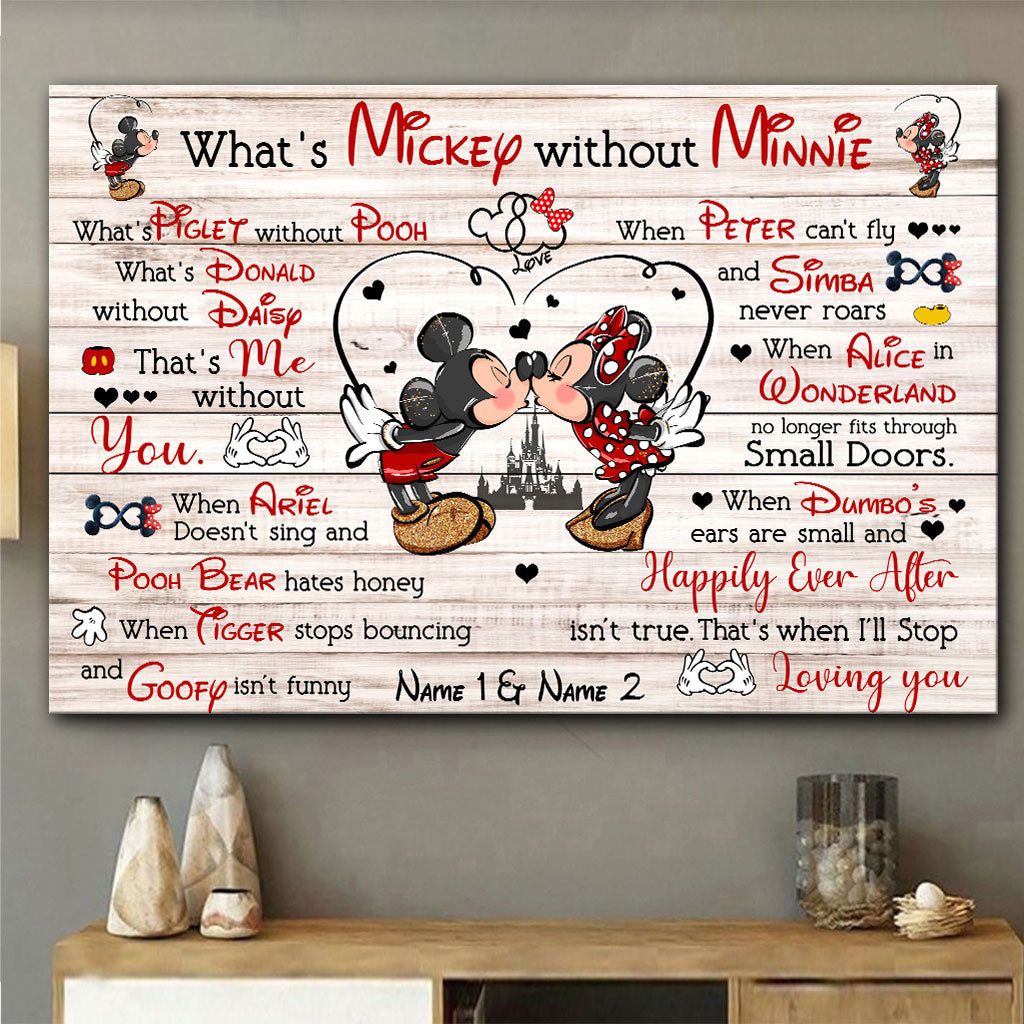 Personalized Mickey and Minnie Couple Poster Gift for Anniversary