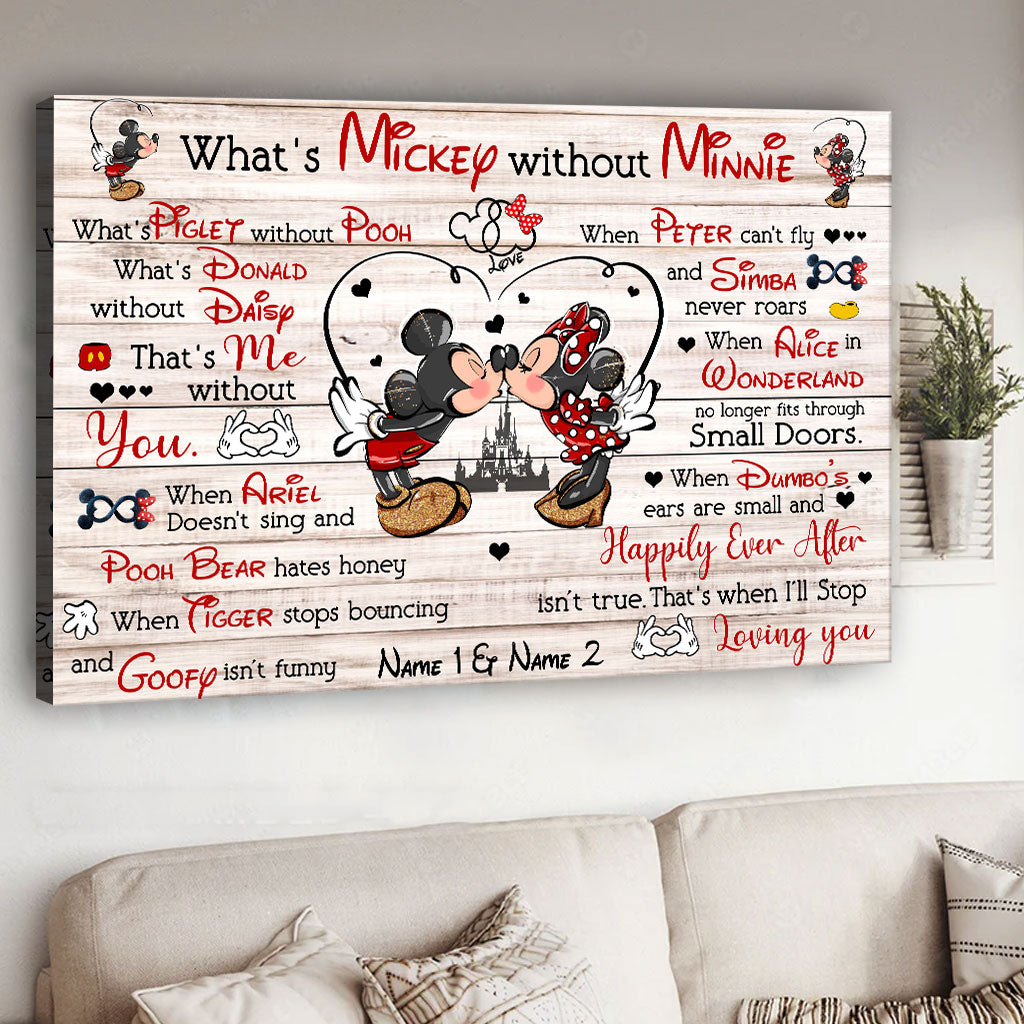 Personalized Mickey and Minnie Couple Poster Gift for Anniversary