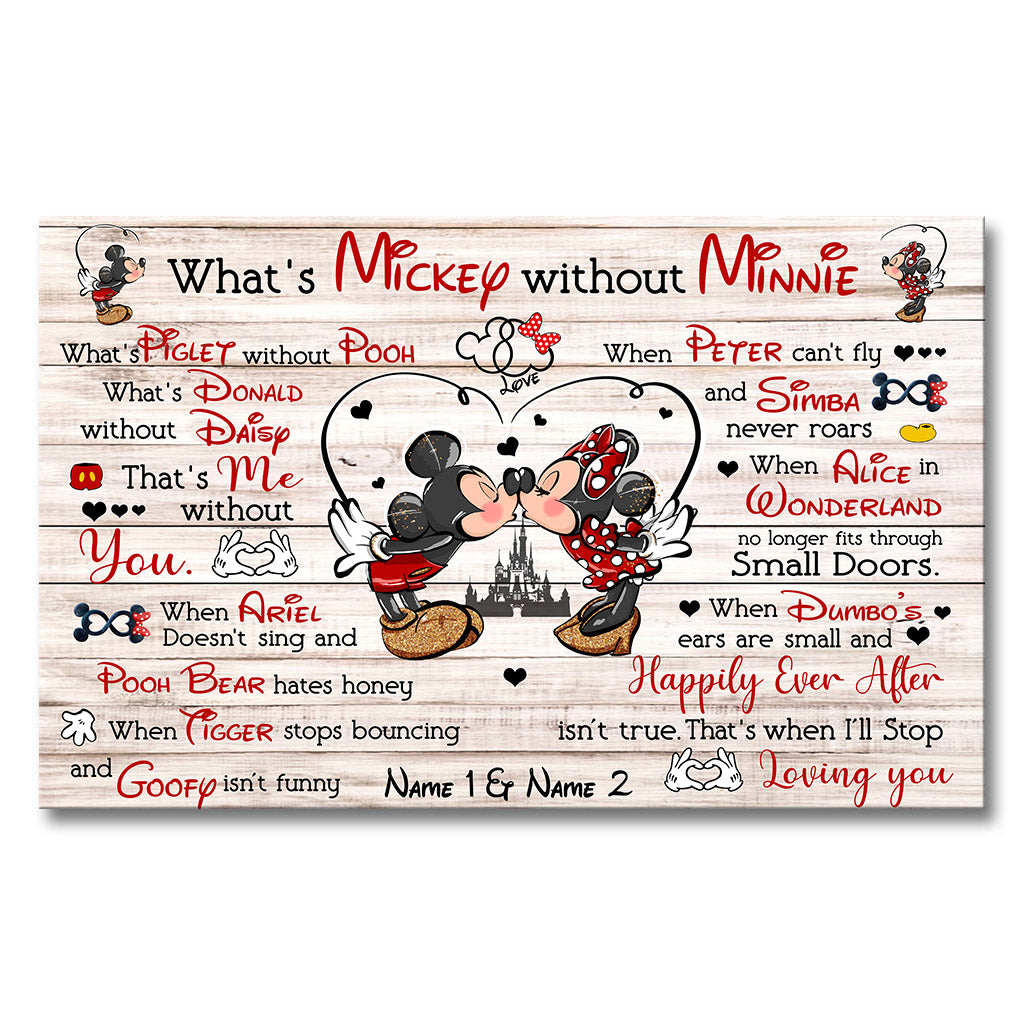 Personalized Mickey and Minnie Couple Poster Gift for Anniversary