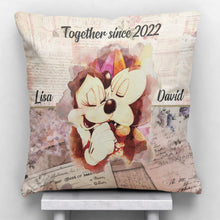 Load image into Gallery viewer, Personalized Couple Throw Pillow Together Since Custom Name Gift
