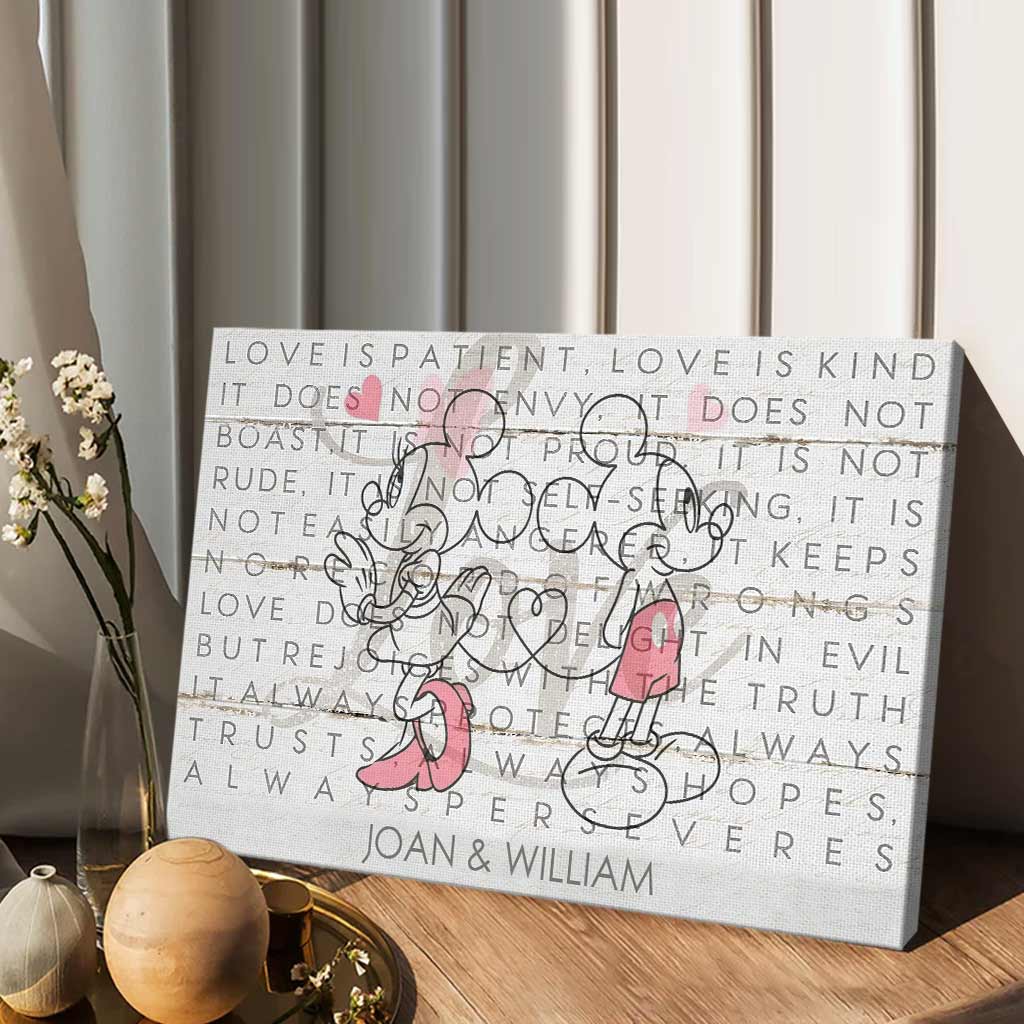 Personalized Love Is Patient Couple Canvas Art Gift