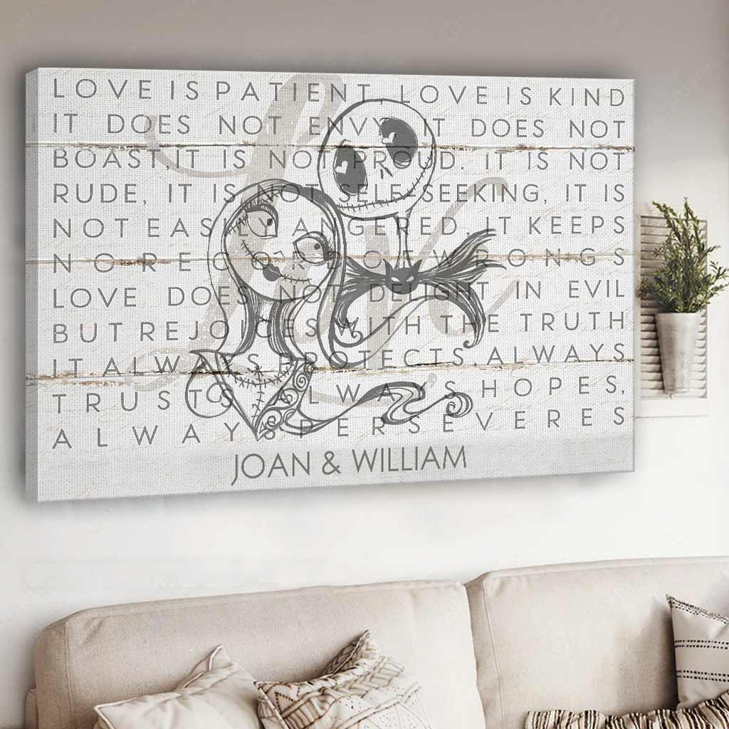 Personalized Love Is Patient Canvas Art for Couples Gift