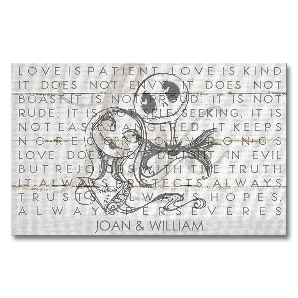 Personalized Love Is Patient Canvas Art for Couples Gift