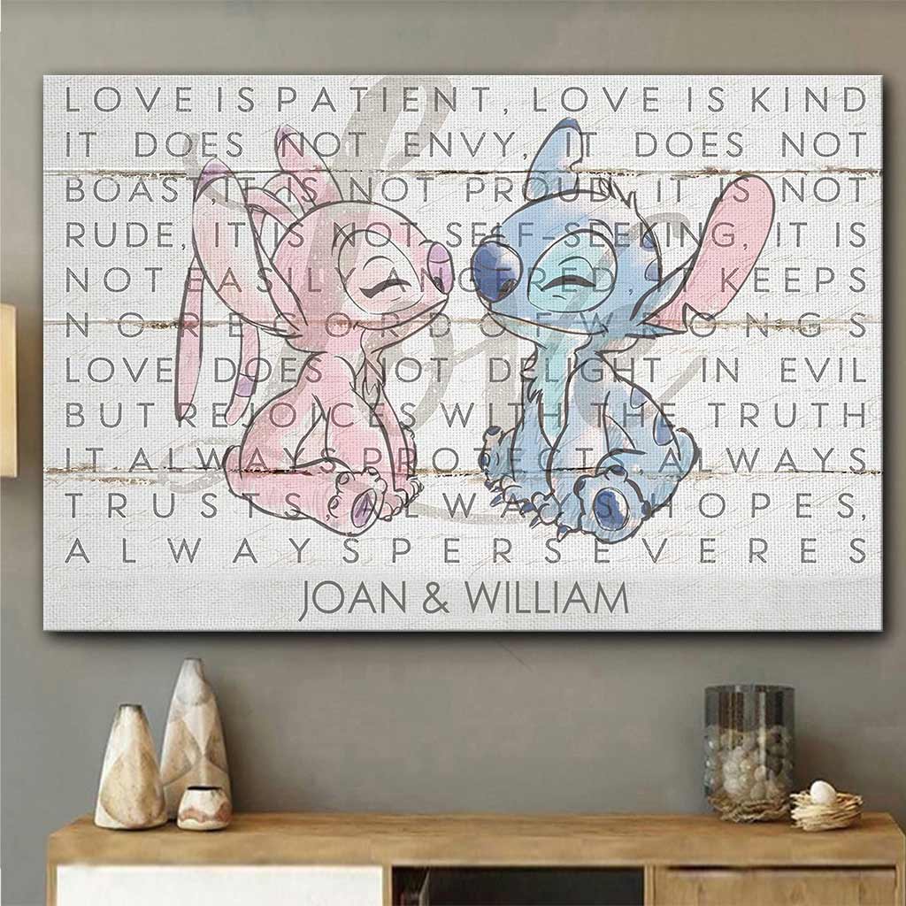Personalized Couple Ohana Canvas Love Is Patient Kind Gift