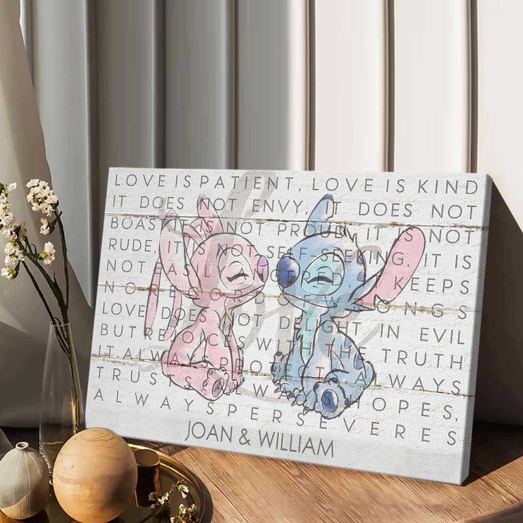 Personalized Couple Ohana Canvas Love Is Patient Kind Gift