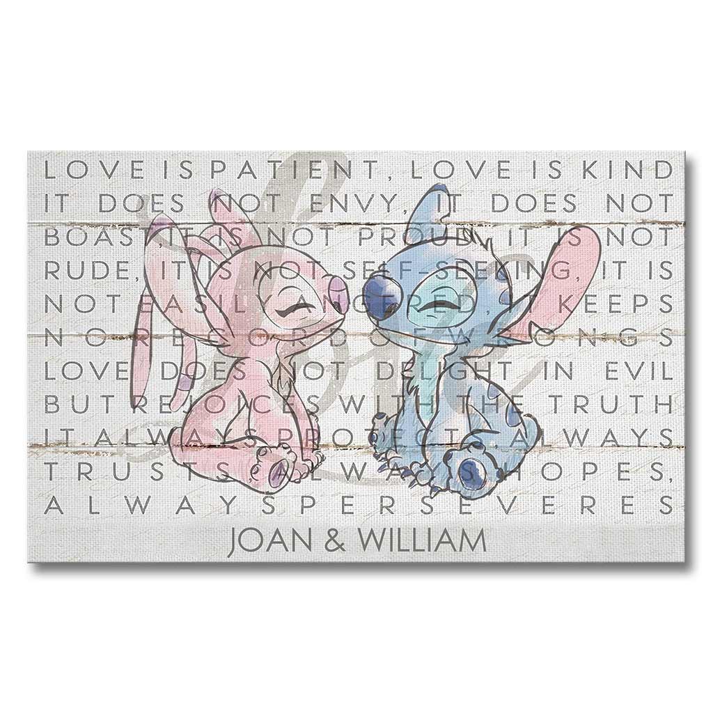 Personalized Couple Ohana Canvas Love Is Patient Kind Gift