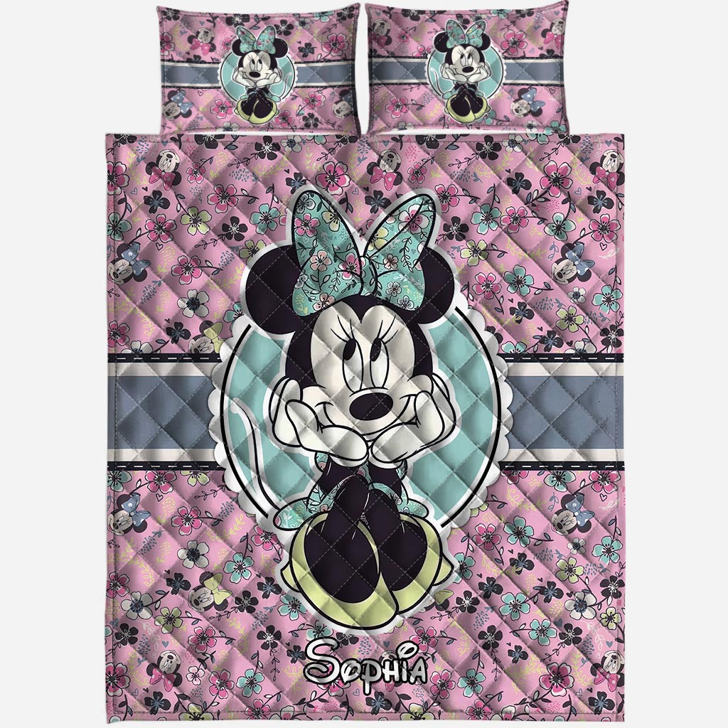 Personalized Minnie Mouse Quilt Set with Pillow Covers for Kids