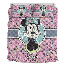 Load image into Gallery viewer, Personalized Minnie Mouse Quilt Set with Pillow Covers for Kids
