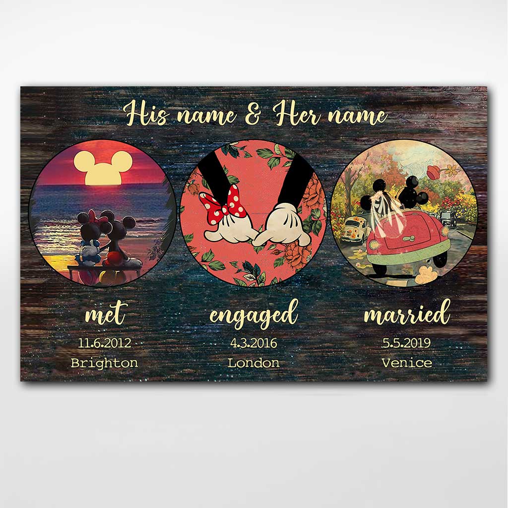 Personalized Engagement Wedding Couple Mouse Poster Custom Name Gift