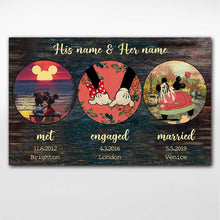 Load image into Gallery viewer, Personalized Engagement Wedding Couple Mouse Poster Custom Name Gift
