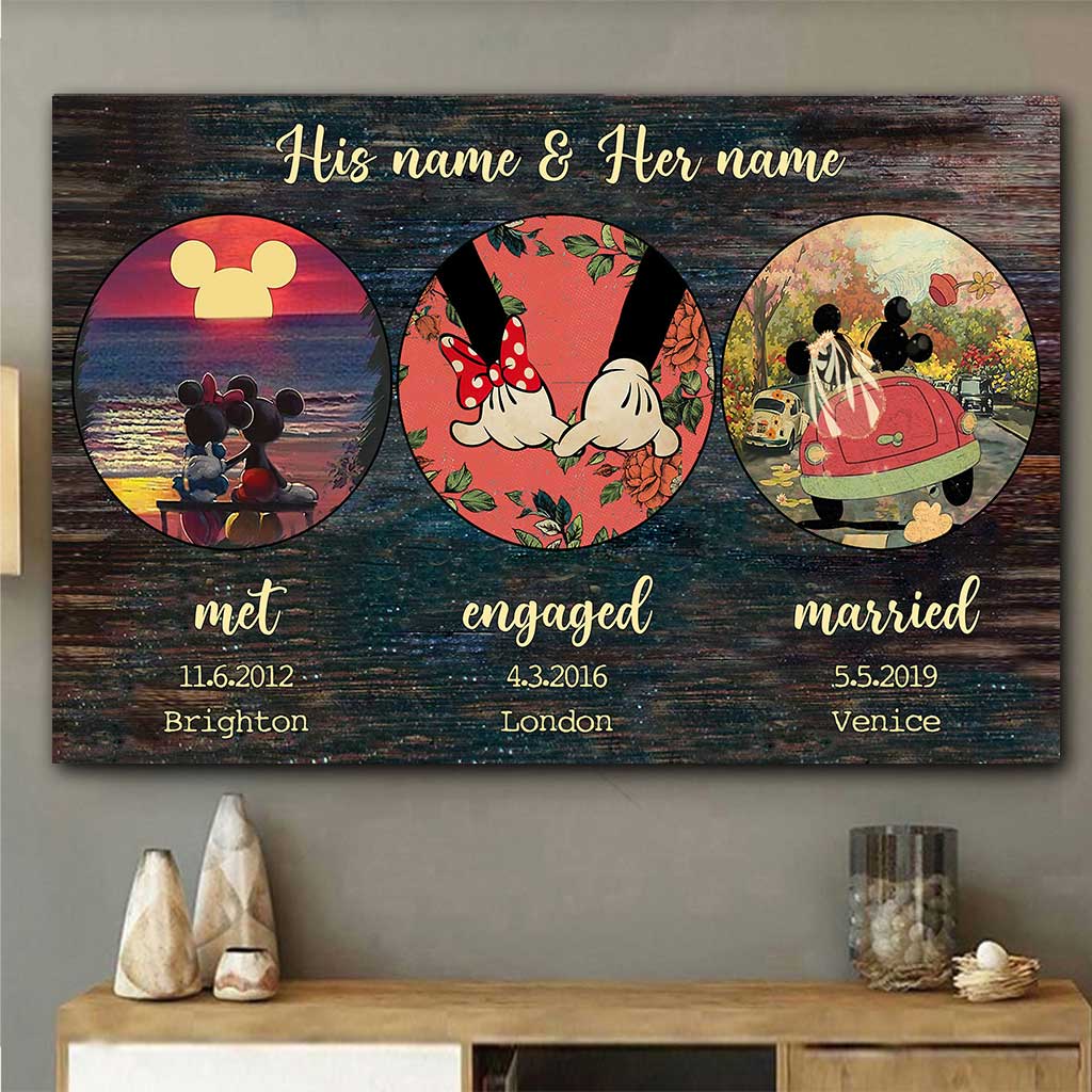 Personalized Engagement Wedding Couple Mouse Poster Custom Name Gift