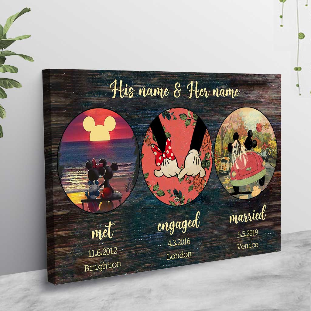 Personalized Engagement Wedding Couple Mouse Poster Custom Name Gift