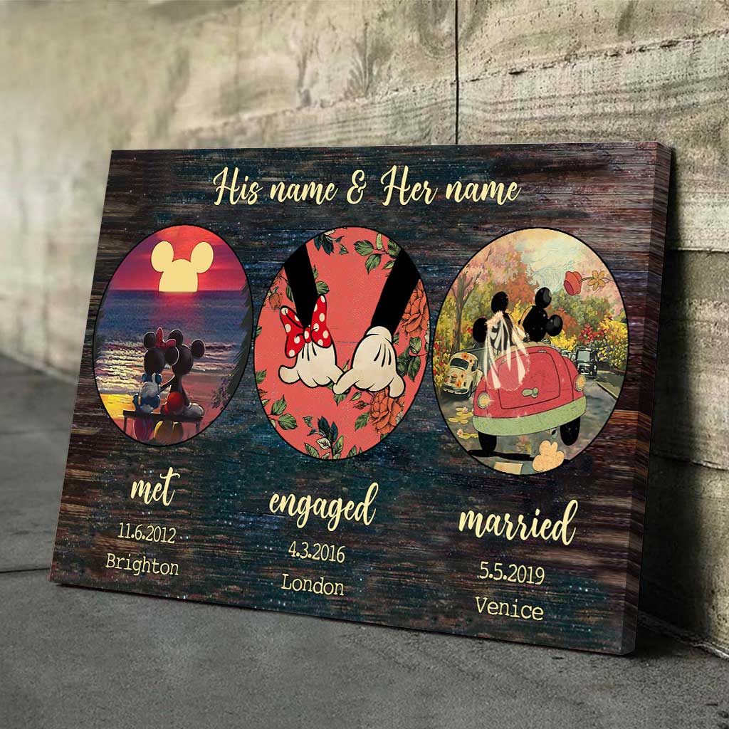 Personalized Engagement Wedding Couple Mouse Poster Custom Name Gift