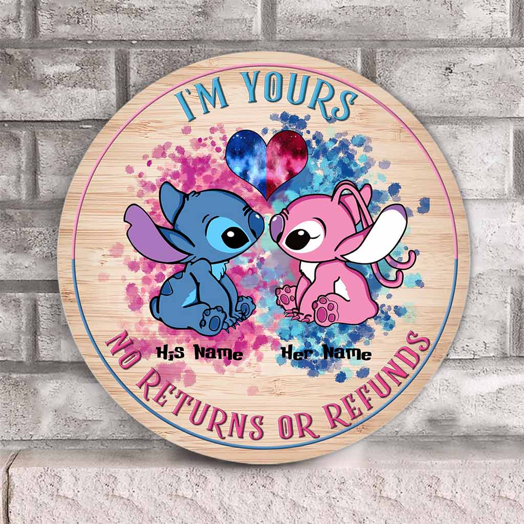 Personalized Round Wood Sign with Custom Names for Couples