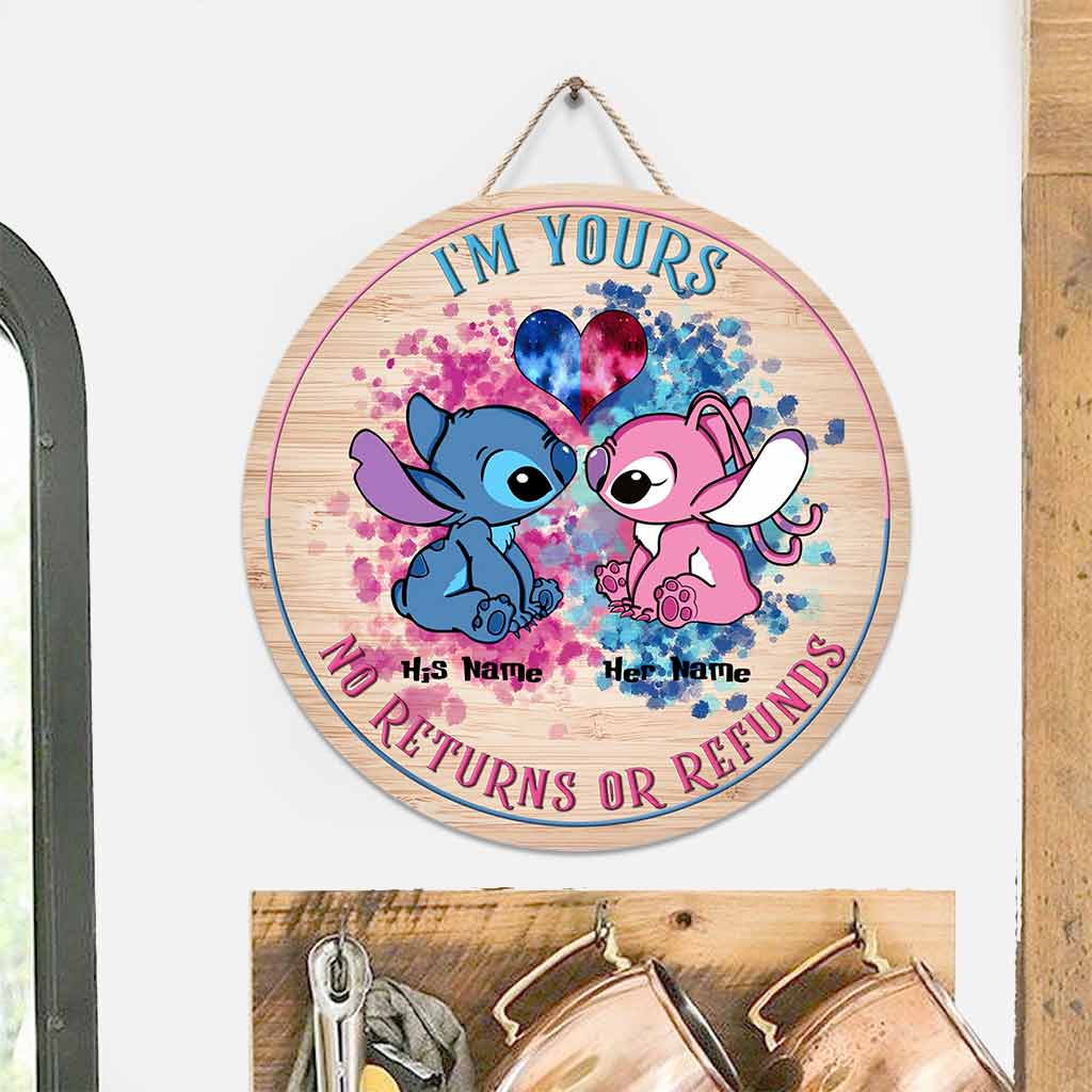 Personalized Round Wood Sign with Custom Names for Couples