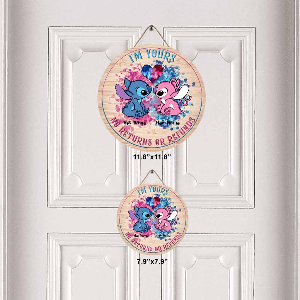 Personalized Round Wood Sign with Custom Names for Couples