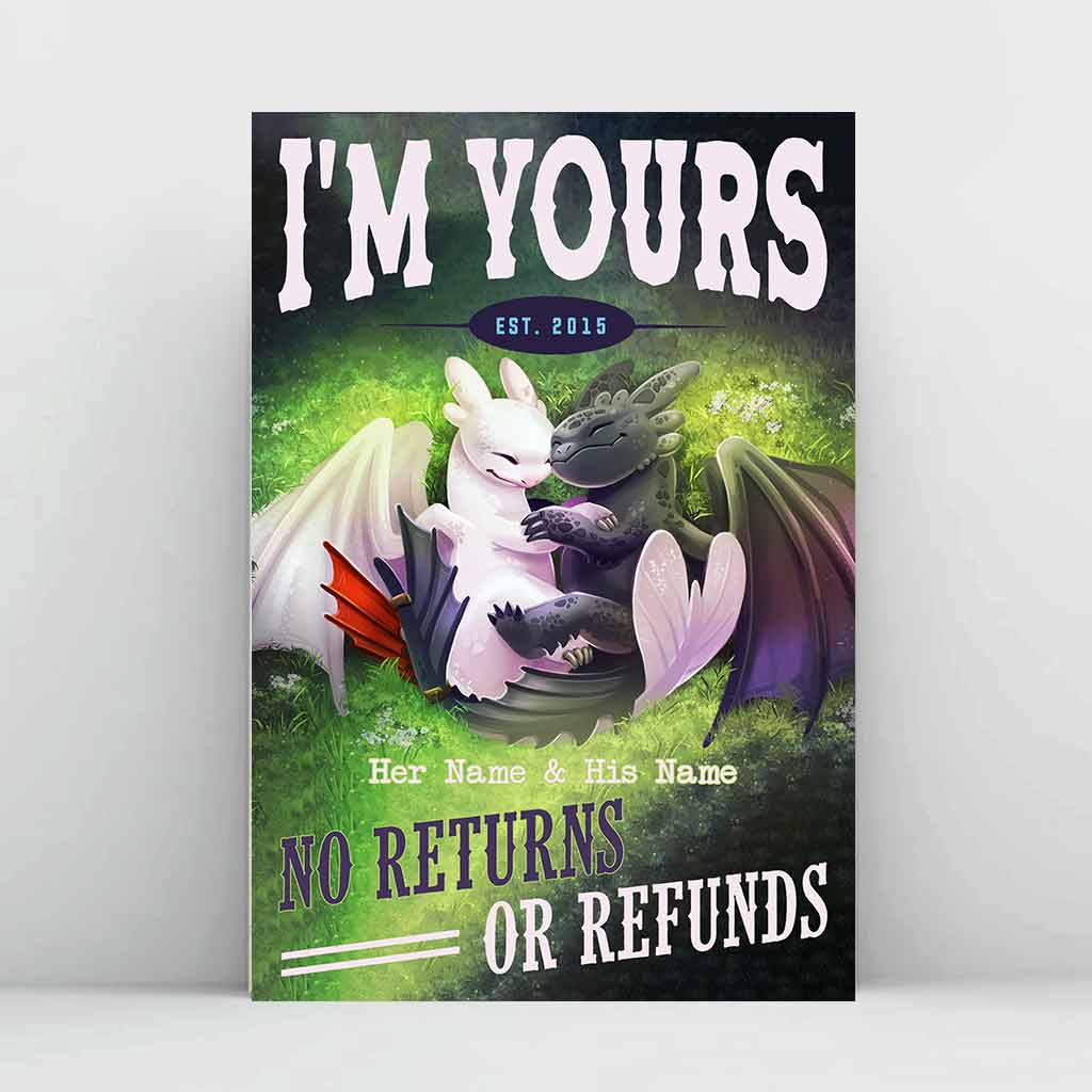 Personalized Dragon Poster Custom Names Unique Gift