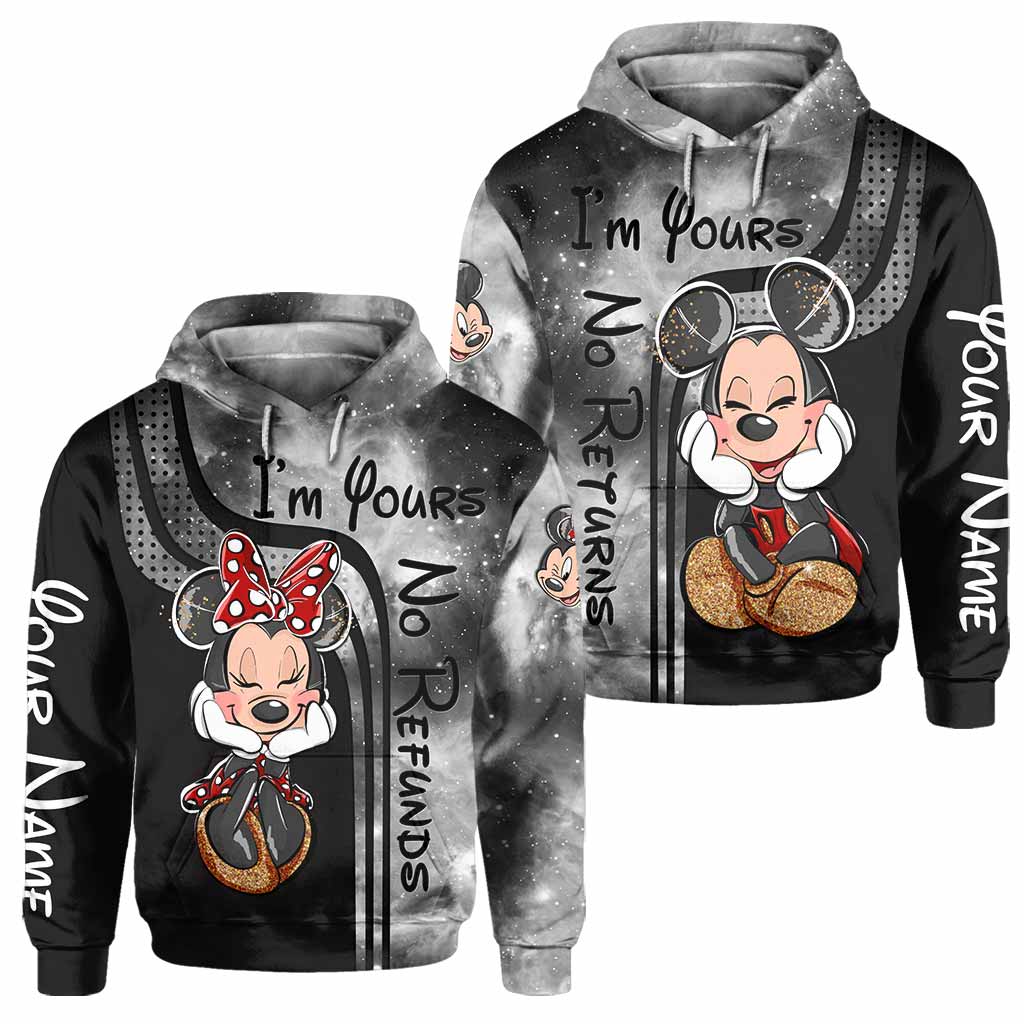 Personalized Mickey Mouse All Over T-shirt and Hoodie Gift for Couples