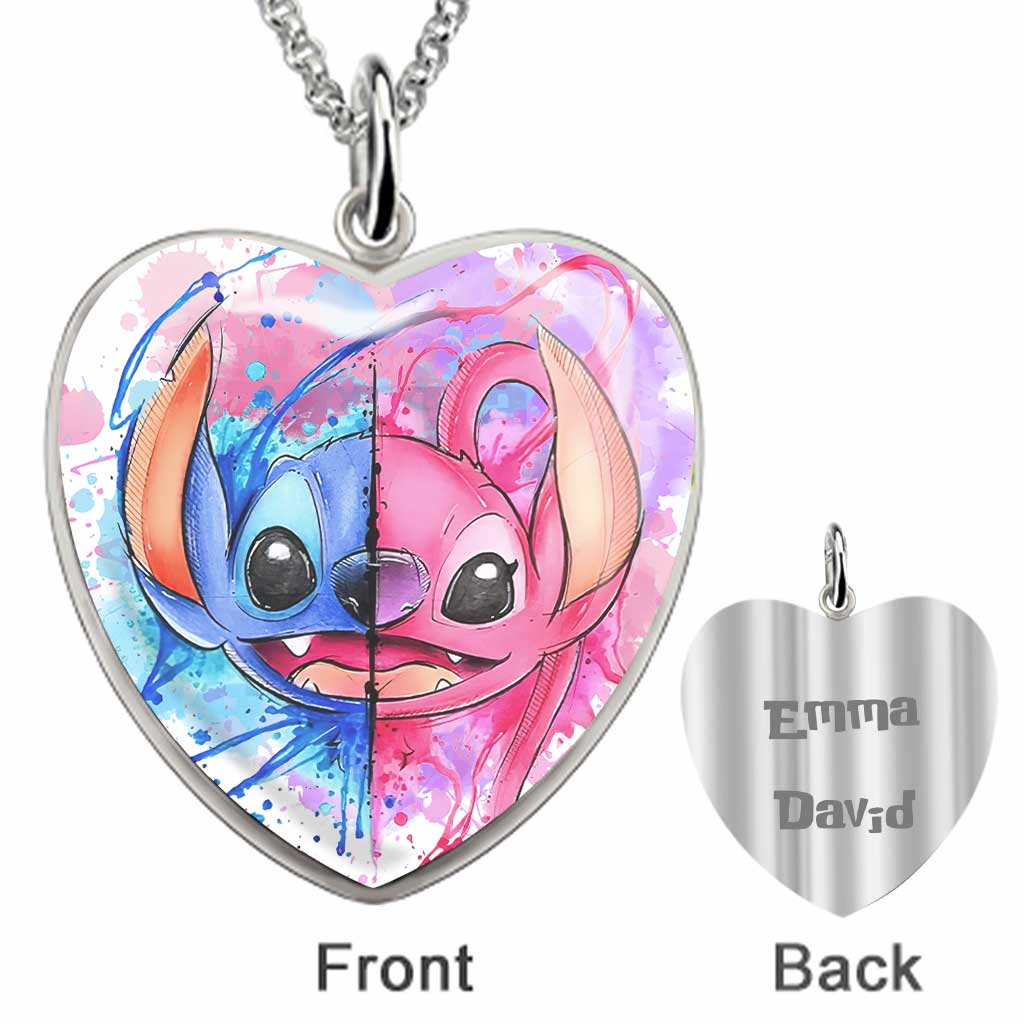 Personalized Heart Pendant Necklace Custom Couple Gift for Disney Fans