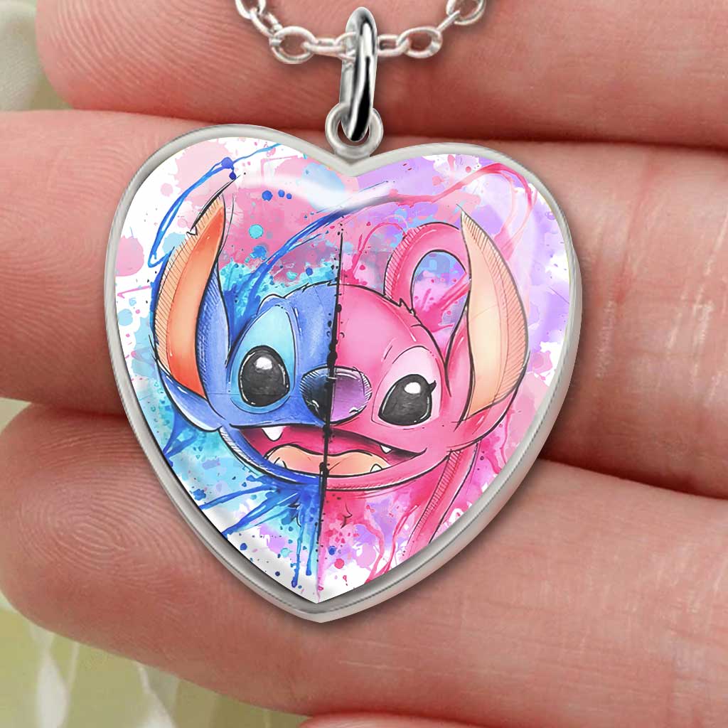 Personalized Heart Pendant Necklace Custom Couple Gift for Disney Fans