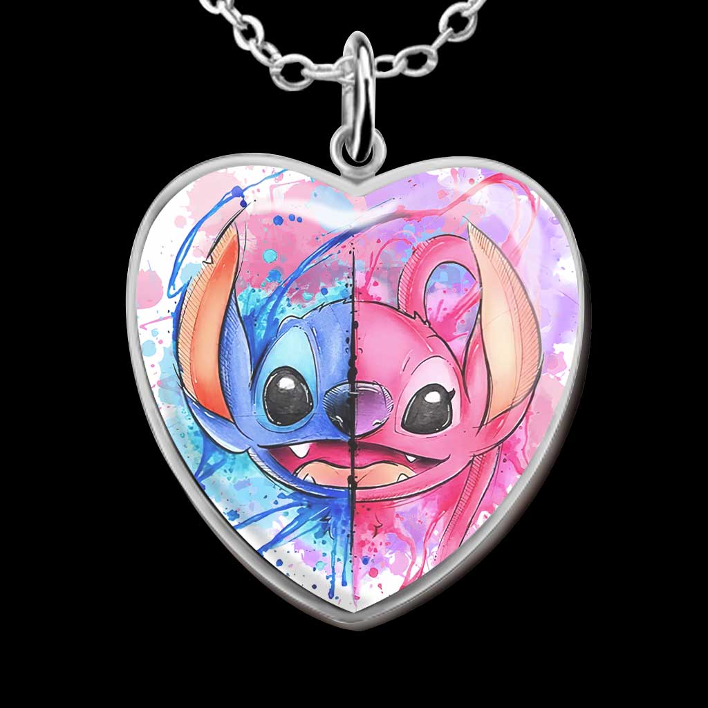 Personalized Heart Pendant Necklace Custom Couple Gift for Disney Fans